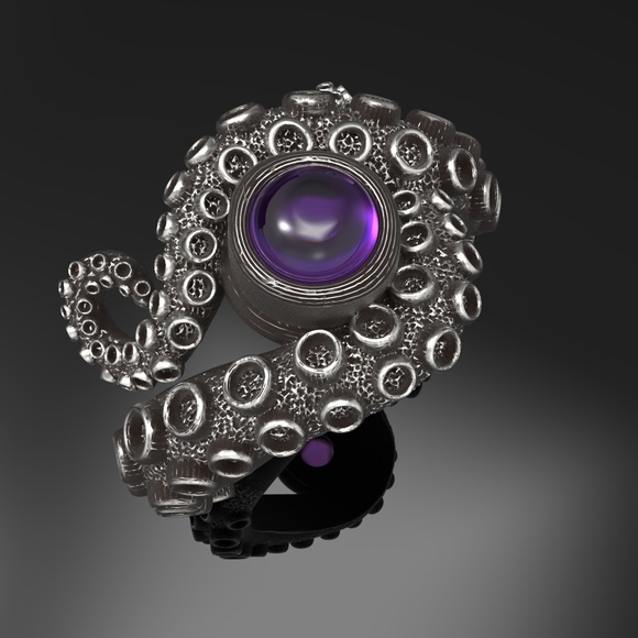Octopus ring- Simple Sterling Silver Ring - Picture 1 of 10